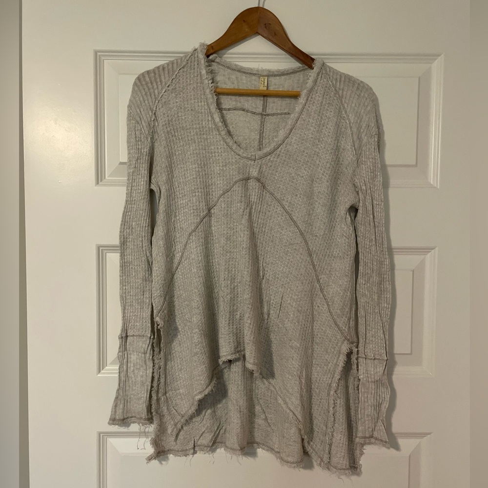 Distressed Waffle Long Sleeve Tee